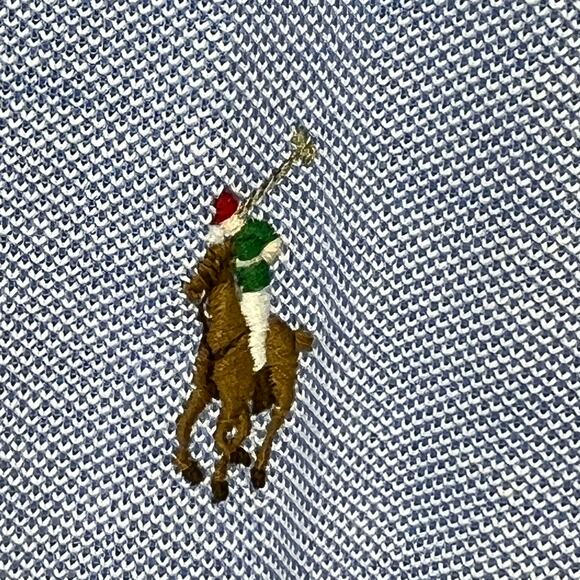 Ralph Lauren Mens Knit Oxford Long Sleeve Shirt Blue with Logo Size XL NEW - Picture 2 of 10
